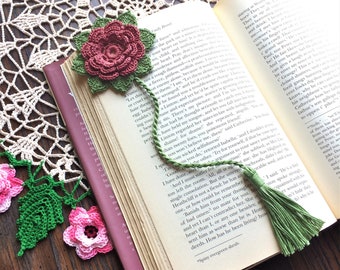 Crochet Bookmark, Crochet Flower Bookmark, Crochet Floral Bookmark, Book Club Accessories, Book Club Bookmarks; Bookmark for Mom