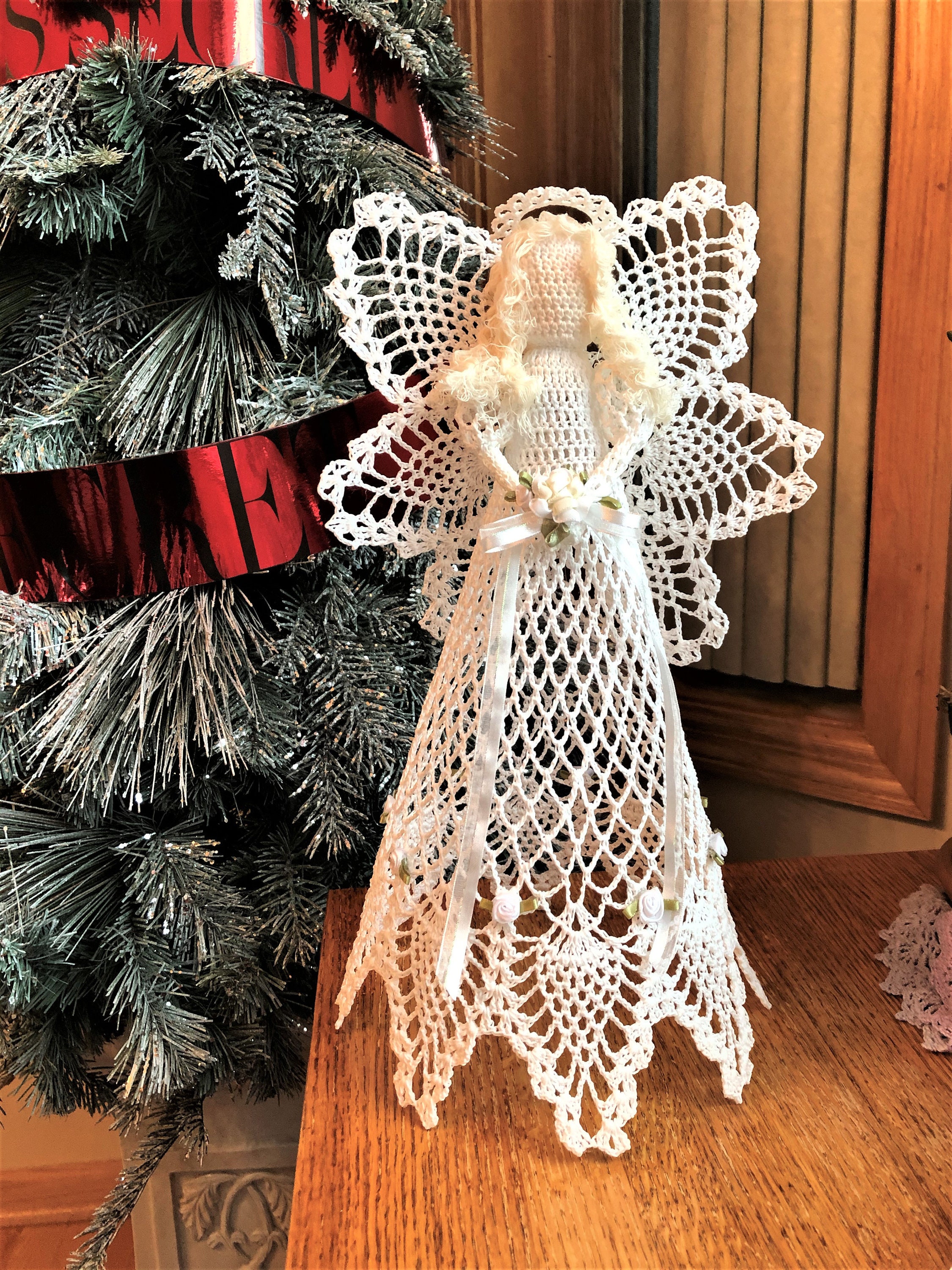 Analytiker Brokke sig hvordan man bruger Crochet Angel Crochet Angel Tree Topper Christmas Ornaments - Etsy