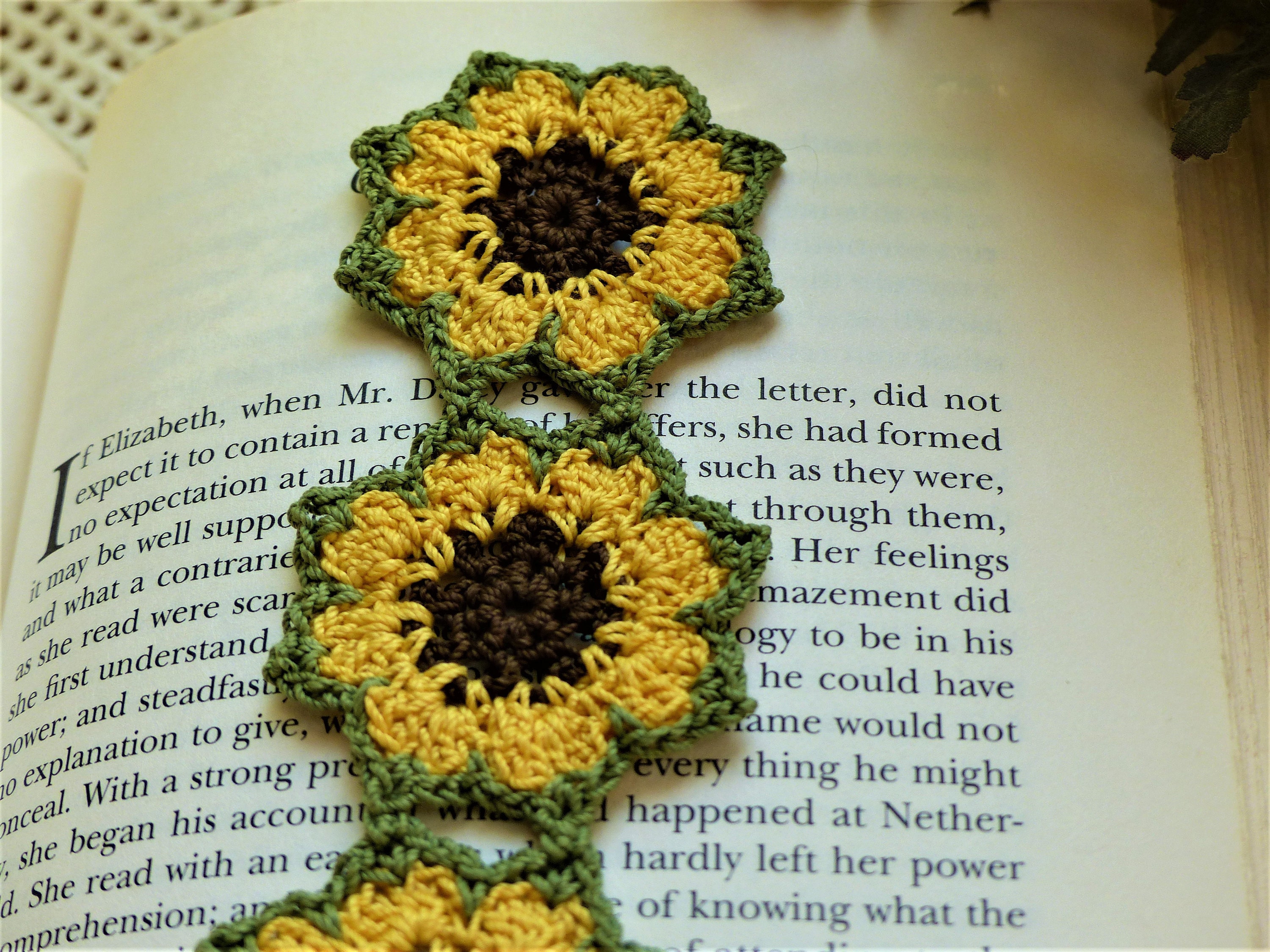 Crochet Bookmark Sunflower Bookmark Crochet Flower Bookmark Etsy
