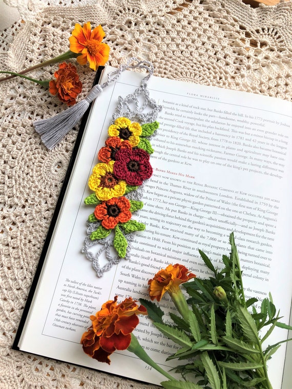 Crochet Bookmark Handmade Bookmark Floral Bouquet Bookmark Etsy
