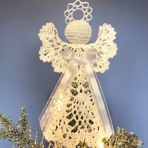 Crochet Angel, White Angel, Small Angel Tree Topper, Christmas Tree Topper, Christmas Tree Accessories, Small Treetop angel, Christmas Gift