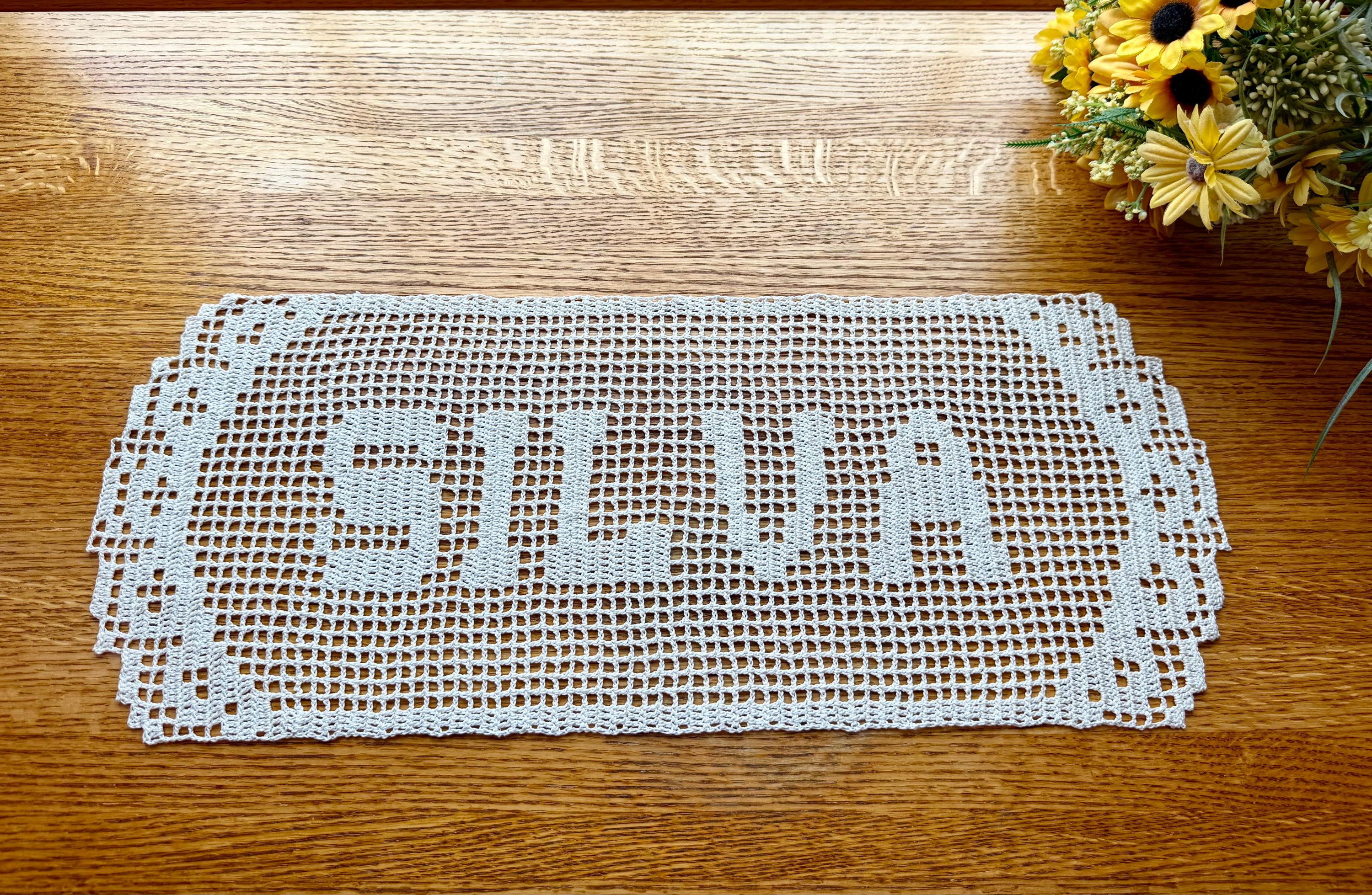Personalized Crochet Name Doily, Handmade Table Runner, Custom