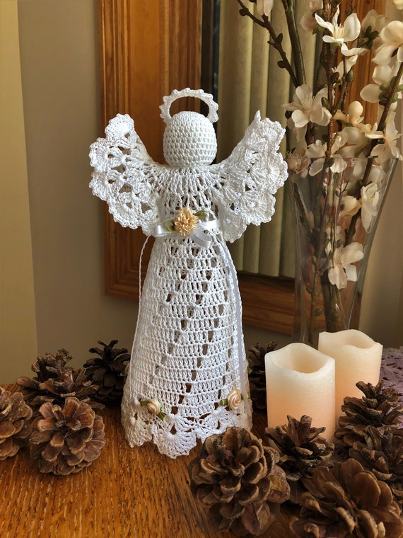 solopgang Fearless omgivet Crochet Angel Tree Topper Crochet Tree Top Angel Holiday - Etsy