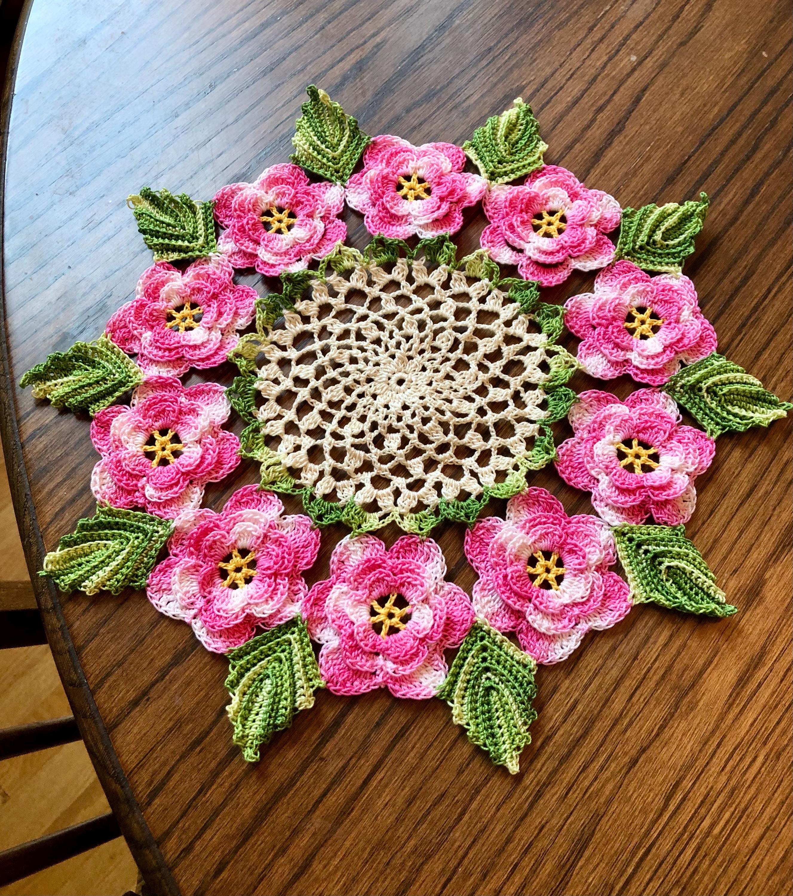 Free Driftwood Rose Doily Crochet Pattern - Round 2, image size:2655x3000