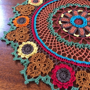 Crochet Doily, Made to Order, Fall Doily, Holiday Doily, Handmade Doily, 22 Inches Round Doily, Table Top Decor, Thanksgiving Decor image 3