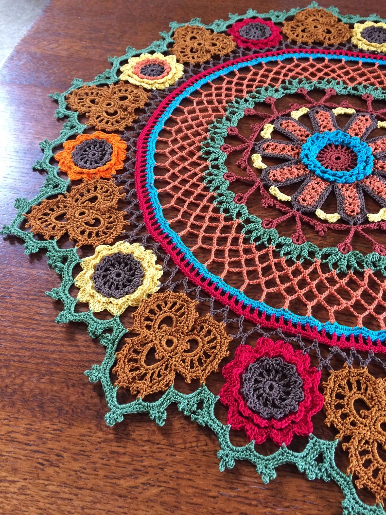 Crochet Doily, Made to Order, Fall Doily, Holiday Doily, Handmade Doily, 22 Inches Round Doily, Table Top Decor, Thanksgiving Decor image 3