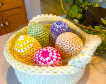 Crochet Easter Eggs, Set of 5 Easter Eggs,  Handmade Easter Eggs, Easter Holiday Home Decors, Easter Table Display; Easter Basket Stuffers