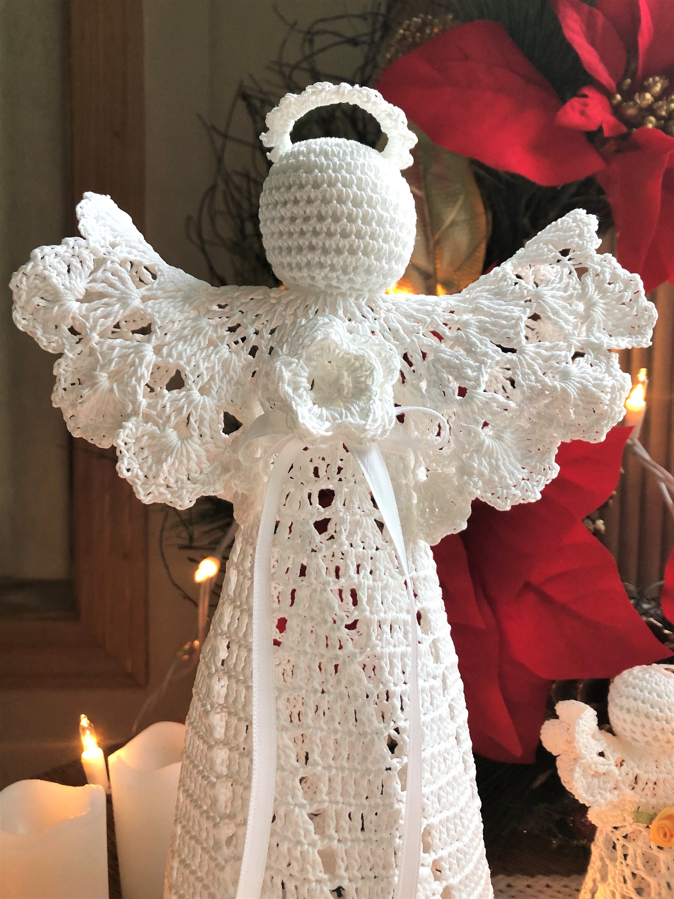 Crochet Angel Tree Topper Christmas Tree Topper Holiday Tree Etsy