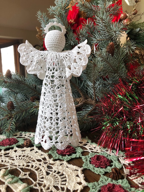 Crochet Angel Tree Topper Crochet Angel Handmade Angel Holiday Tree Topper  Christmas Tree Topper Holiday Home Display 