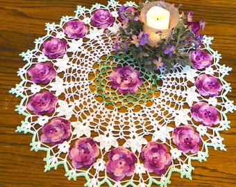 Crochet Doily, Crochet Flower Doily, Round Table Centerpiece, Home Accessories, Home Decors, Spring Home Accents, Easter Home Decors