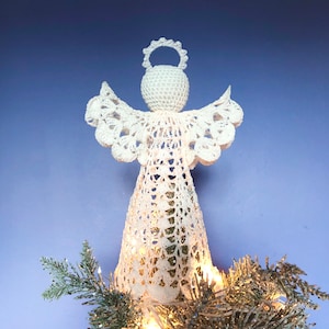Crochet Angel Tree Topper, Crochet Angel, Handmade Angel, Holiday Tree Topper, Christmas Tree Topper, White Lace Angel, Small Gifts, Angels