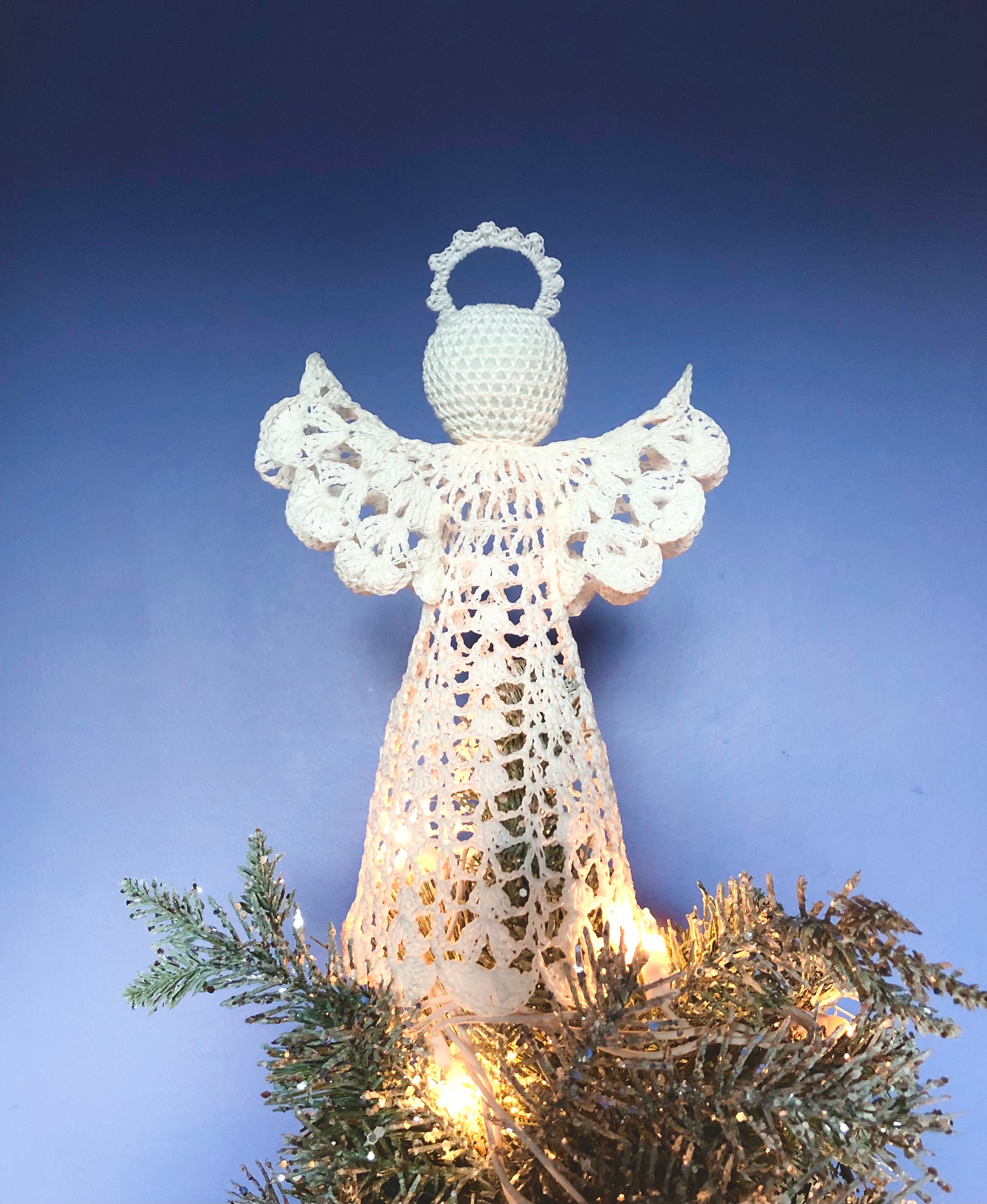 Crochet Angel Tree Topper Crochet Angel Handmade Angel Holiday Tree Topper Christmas Tree Topper White Lace Angel Small Gifts Angels