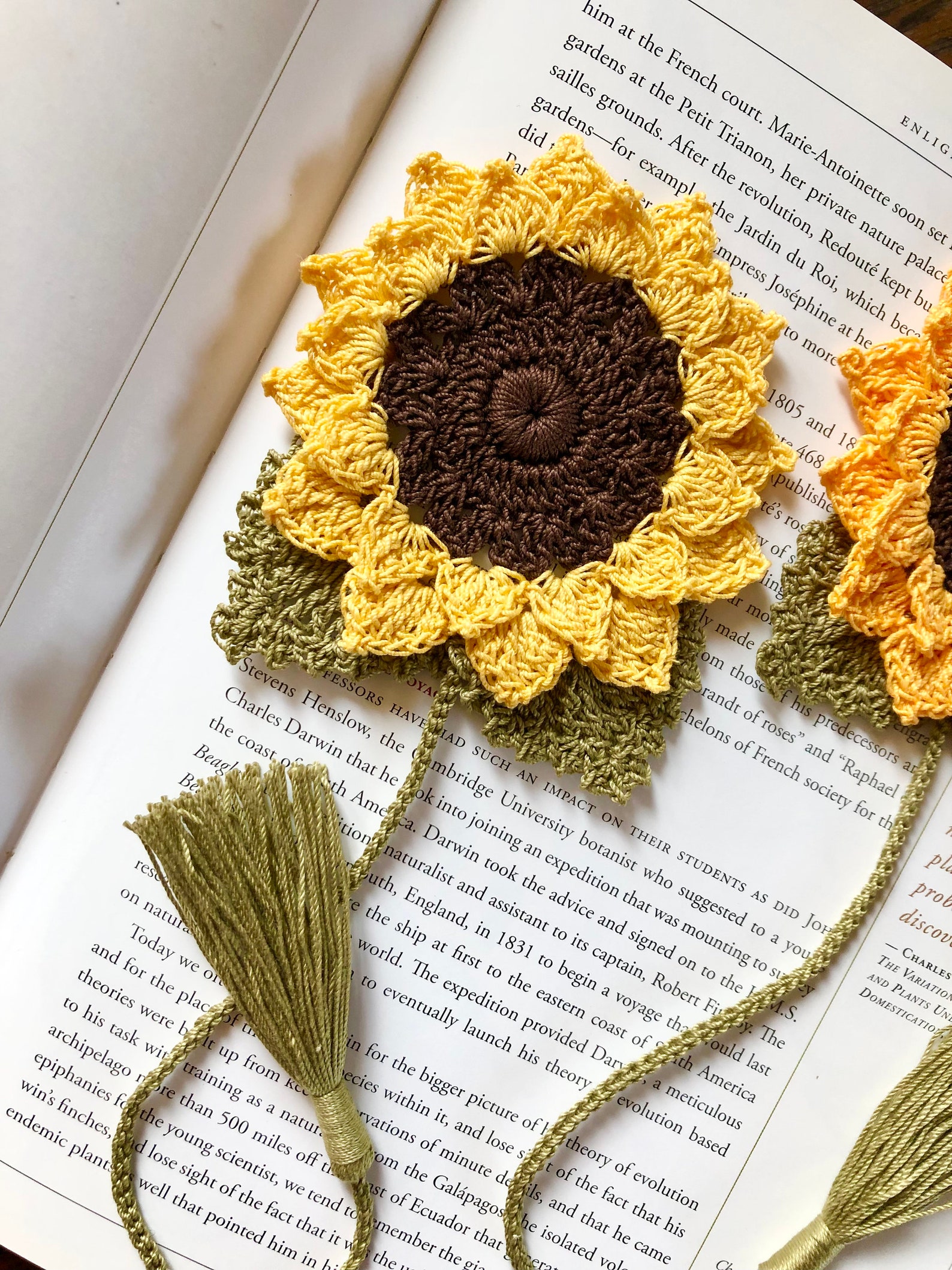 Crochet Bookmark Sunflower Bookmark Crochet Flower Bookmark Etsy