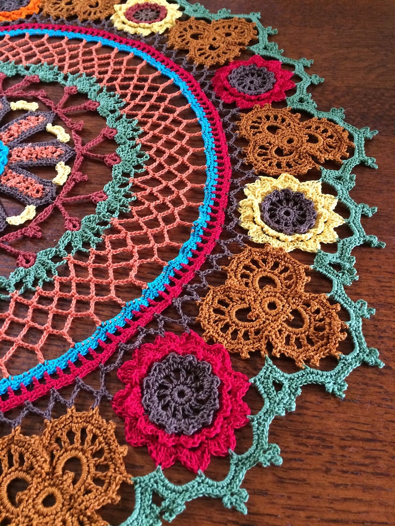 Crochet Doily, Made to Order, Fall Doily, Holiday Doily, Handmade Doily, 22 Inches Round Doily, Table Top Decor, Thanksgiving Decor image 4