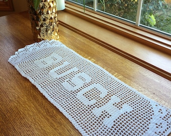 Crochet Name Doily; Made to Order; Personalized Doily; Wedding Gifts; Wedding Anniversary gifts; Name Crochet Gifts; Crochet Table Runner