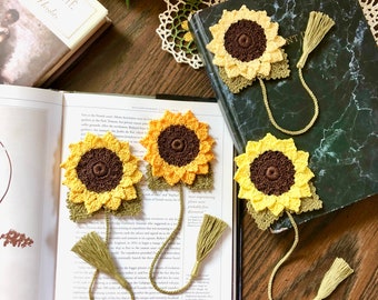 Crochet Bookmark, Sunflower Bookmark,  Crochet Flower Bookmark, Bookmark for Mom, Floral Bookmark, Planners Accessories,  Mother's Day Gifts