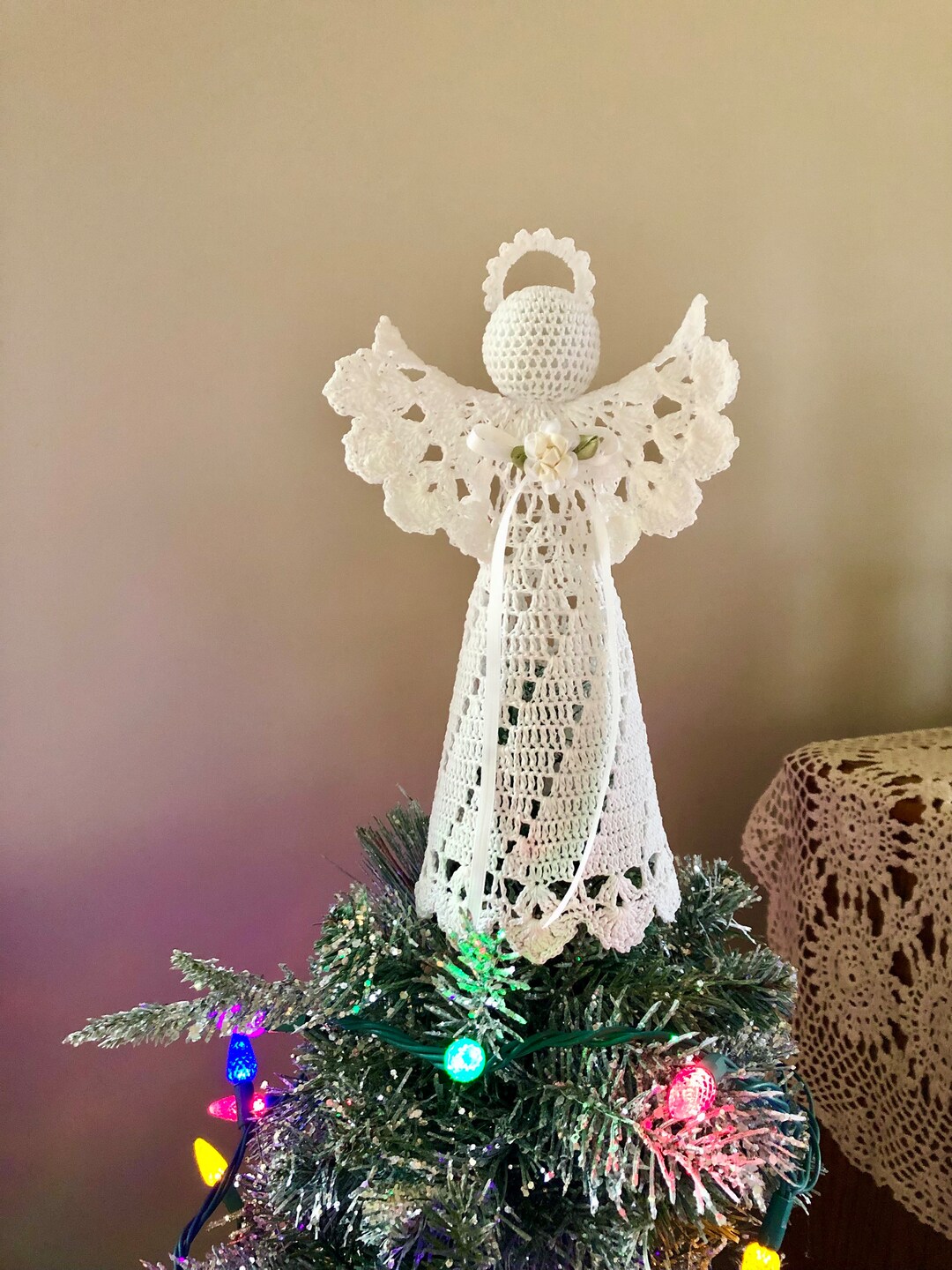 Crochet Angel Tree Topper Crochet Tree Top Angel Holiday Home Decor