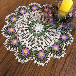 Crochet Doily, Made to Order,  Crochet Spring Doily, Spring Season Decors, Flower Doily,  Crochet Floral Doily, Home Decors,  Little Gifts