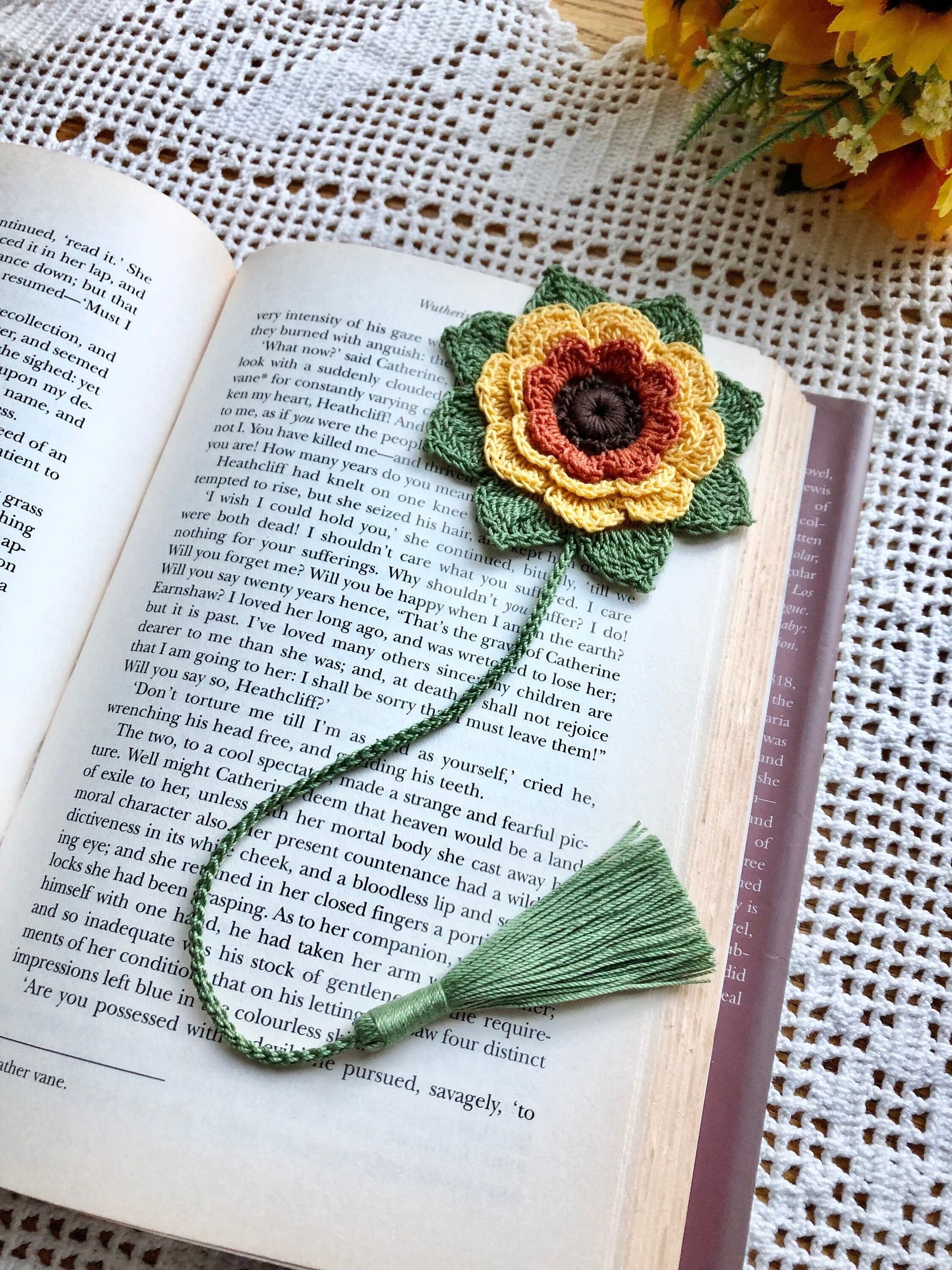 Crochet Bookmark Flower Bookmark Crochet Flower Bookmark Etsy