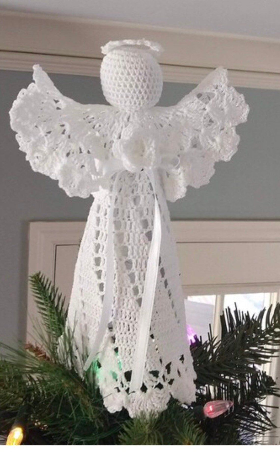 Crochet Angel Tree Topper Christmas Tree Topper Holiday Tree Etsy
