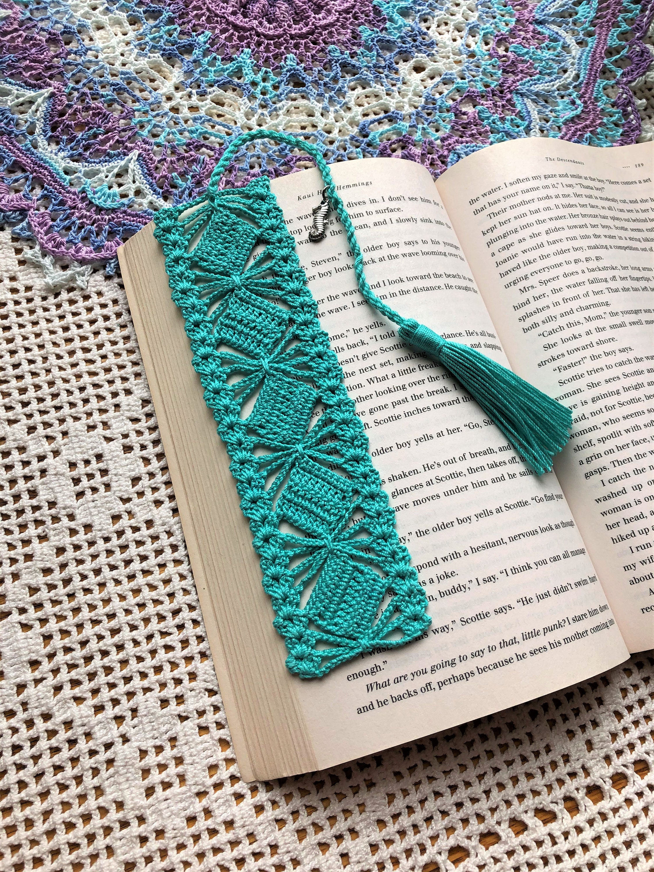 Crochet Bookmark Tasseled Bookmarks Bookmark with Seahorse Etsy