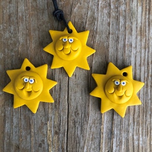 Polymer Clay White Background Sun Smiling Face Perforated Beads