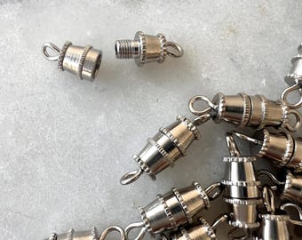 10  Small Silver Plate Barrel Clasps