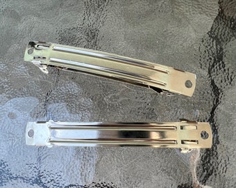 Silver Metal French Style  Hair Clip Barrette Blanks (Set of 12)