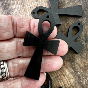 Ankh Wood Pendant, Black Ankh, Ankh Pendant for Necklace