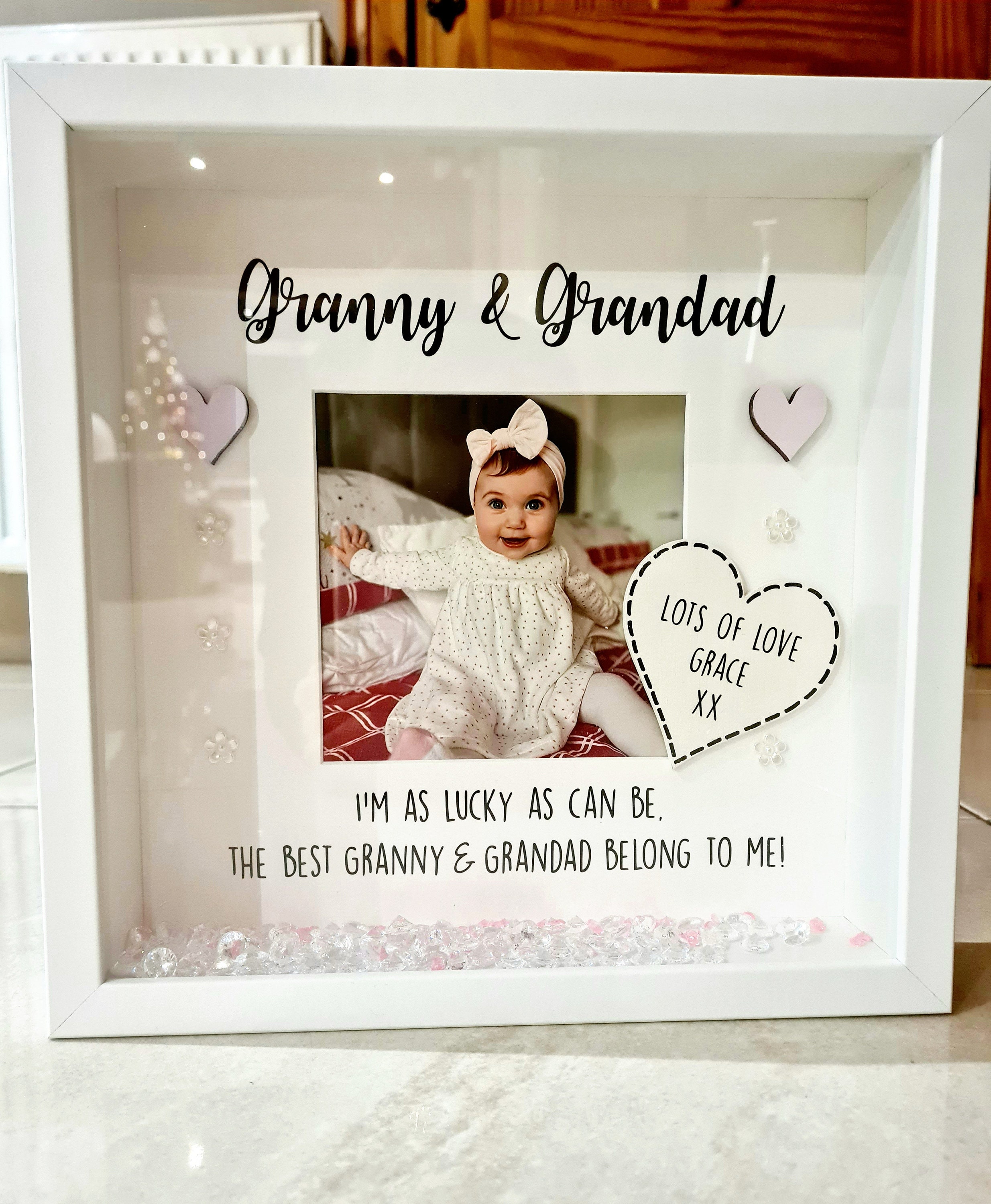 I heart-Love My Grandparents 7 x 5 Frame Free engraving Grandparents Frame 