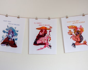 Mushroom Vampires - Set of Three Illustration Prints
