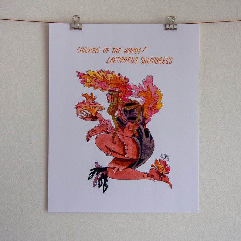 Chicken of the Woods Vampire Watercolour Illustration Print image 2