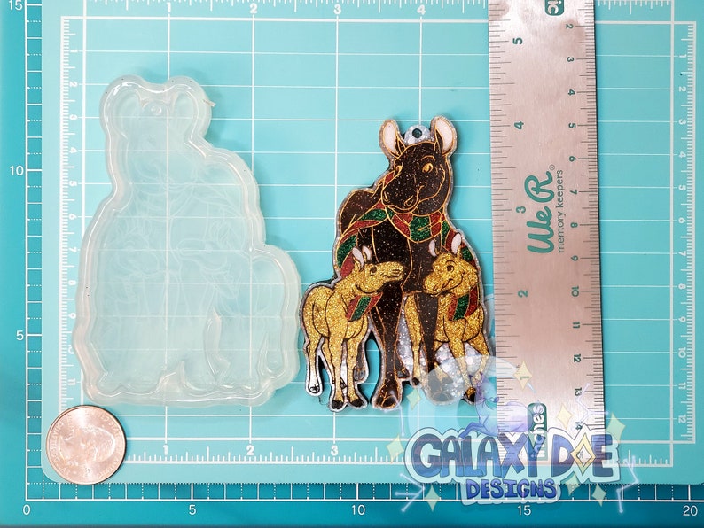 Silicone Mold Etched Doe and Fawn Ornament