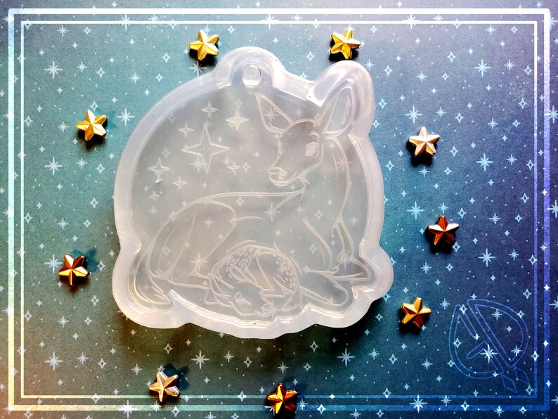 Silicone Mold Etched Doe and Fawn Ornament