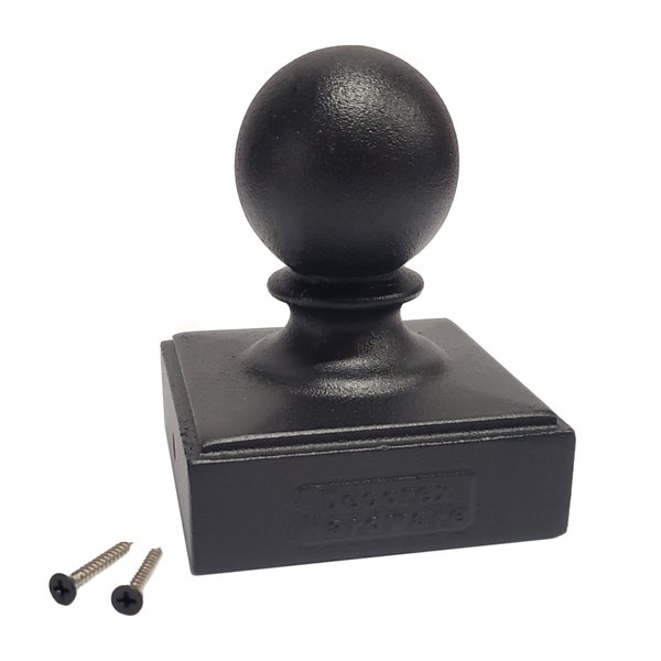 3.5" x 3.5" Heavy Duty Aluminum Ball Post Cap for True/Actual 3.5" x 3.5" Wood Posts - Black (Works ONLY with Actual 3.5" x 3.5" Posts)