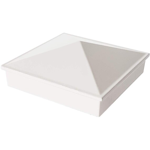 Pressure Fit White 2/" x 2/" Aluminium Pyramid Post Cap for Metal Posts