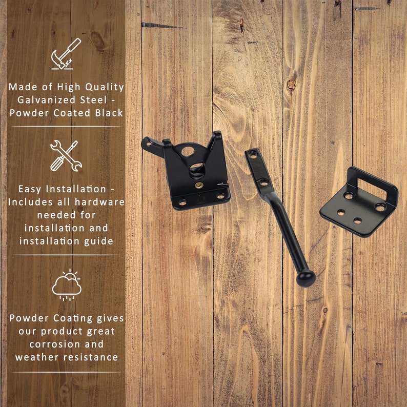 Spring Loaded Gate Latch With Cable and Ring Powder Coated Etsy