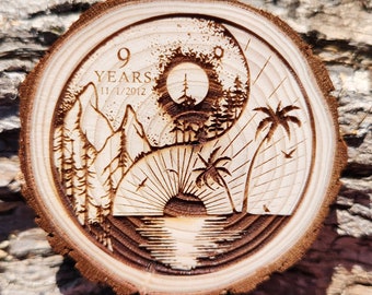 Mountains & Ocean Yin Yang Sobriety Milestone Personalized Sober Birthday Medallion Engraved AA NA Token Chip Coin Recovery Gift