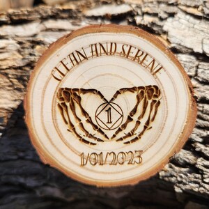 Skeleton Hand Heart Clean and Serene NA Sobriety Milestone Sober Birthday AA Token Medallion Chip Tag Coin Women&#39;s Men&#39;s Gift