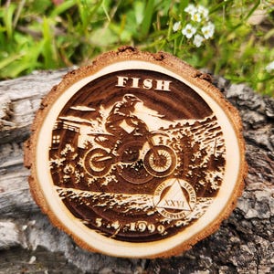 Personalized Wood Sobriety Medallion: Moto Dreams AA NA Gift