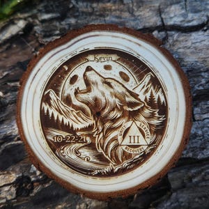 The Lone Wolf Personalized Sobriety Milestone Medallion w/Sobriety date and name, Sober Birthday AA NA Chip Tag Coin Women's Men's Gift