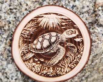 Serenity Sea Turtle Sobriety Milestone Sober Birthday AA NA Token Medallion Chip Tag Coin Women's Men's Gift
