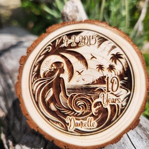 Ocean Goddess *Personalized* Sobriety Milestone Medallion w/Sobriety date, Sober Birthday AA NA Chip Token Women's Recovery Gift