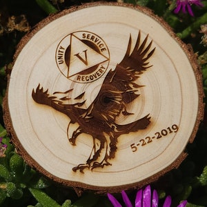 Soaring Eagle Sobriety Chip *Personalized* Sober AA NA Al Anon Medallion Engraved Token Coin Tag *Custom* Gift for Her or Him w/FREE stand!