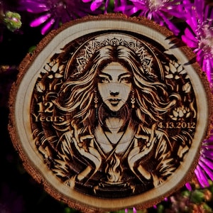 The Fire Goddess Sobriety Chip *Personalized* Sober AA NA AlAnon Medallion Engraved Token Coin *Custom* Gift for Her w/FREE display stand!