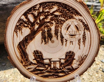 Meeting Under the Pepper Tree Custom Sobriety Gift Recovery Milestone Chip Sober Anniversary Medallion Engraved AA NA Token Coin for Her/Him
