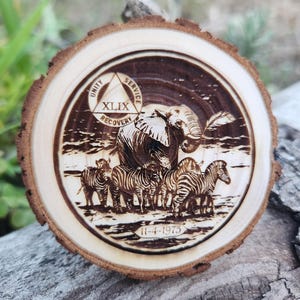 Stay in the Herd Zebra & Elephant Custom Sobriety Medallion w/Sobriety date and Name, Sober Birthday AA NA Chip Tag Token Women's Men's Gift