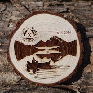 Medallón de hito de sobriedad personalizado con pesca de Lake Reflections con fecha y nombre de sobriedad, moneda con chip AA NA para cumpleaños sobrio, regalo para mujeres y hombres