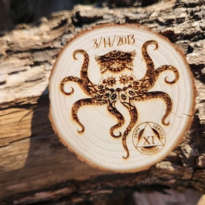 Octopus of Acceptance Sobriety Milestone Medallion Sober Birthday AA/NA/Non-AA Token Chip Coin Gift 12 Step