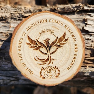Phoenix Out of the Ashes NA Sobriety Milestone Sober Birthday AA Token Medallion Chip Tag Coin Women&#39;s Men&#39;s Gift